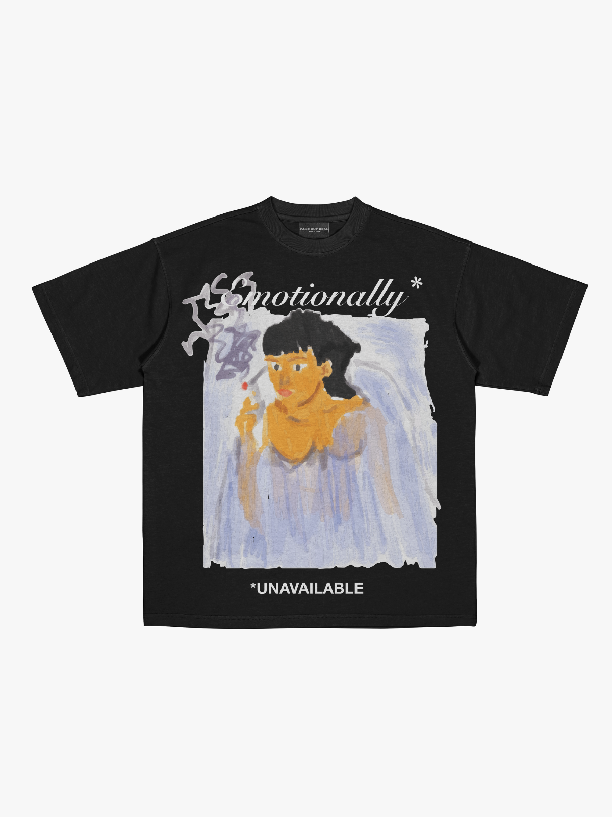 Emotionally Unavailable Black Oversize T-Shirt