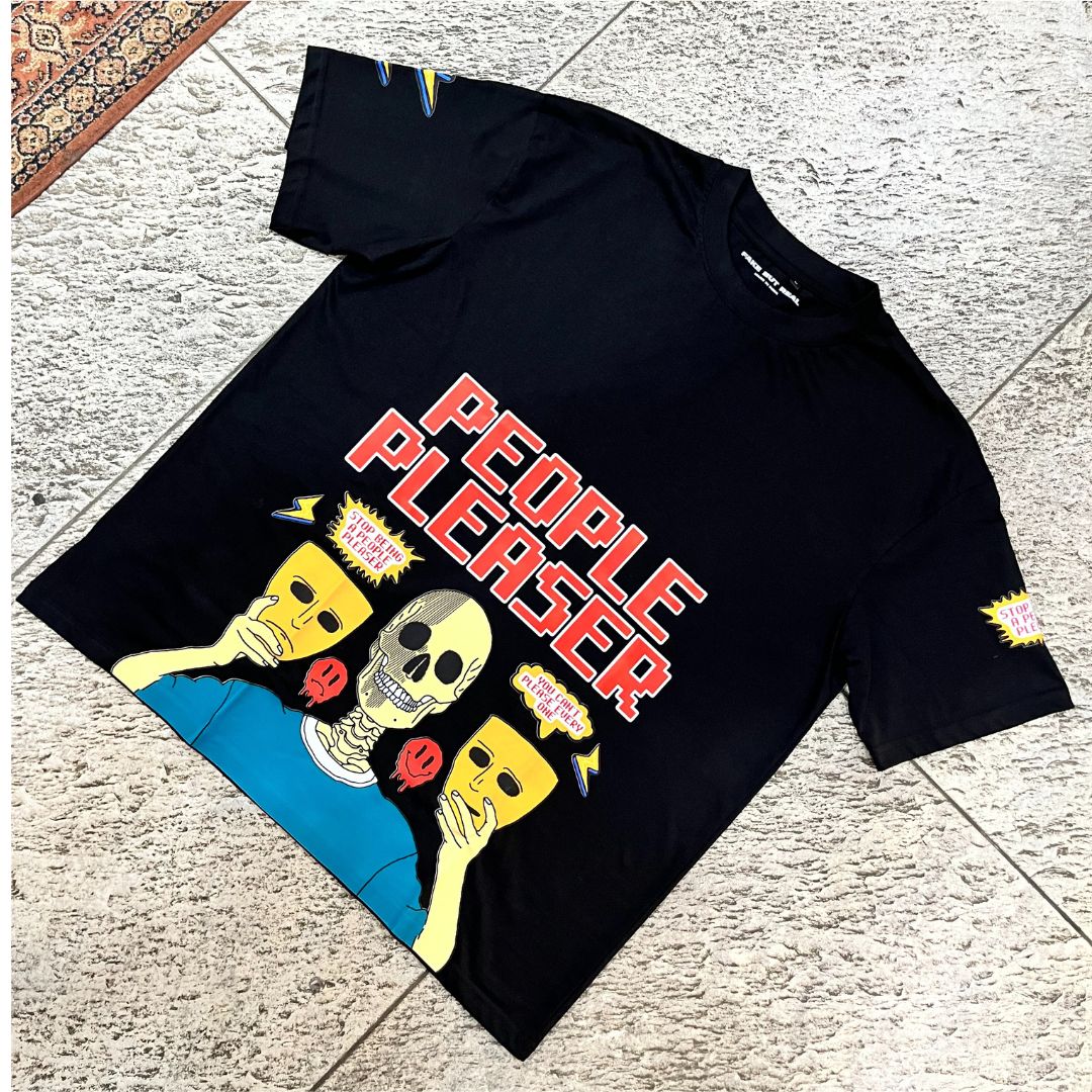 People Pleaser Oversize Black Tee