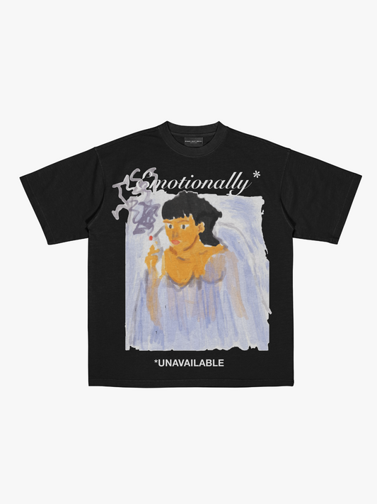 Emotionally Unavailable Black Oversize T-Shirt