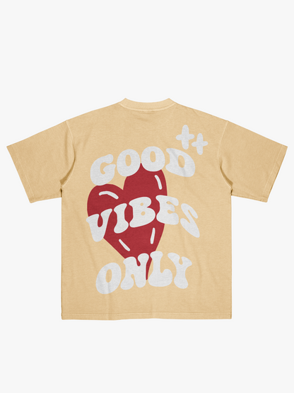 Good Vibes Only Beige Oversize T-Shirt