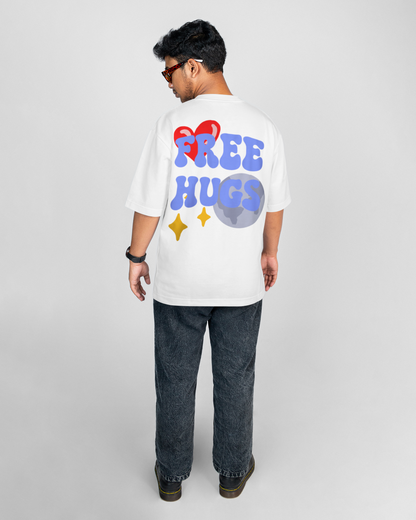 FREE HUGS Oversize White T-Shirt