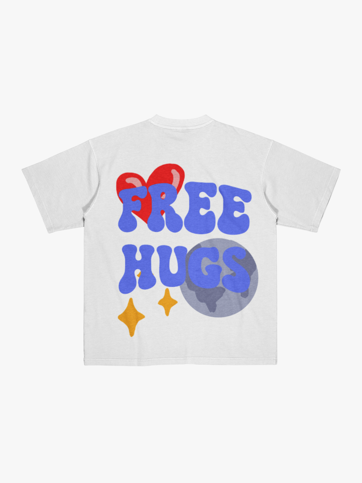 FREE HUGS Oversize White T-Shirt